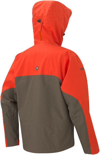Marmot Spire 3 layer shell jacket back view orange